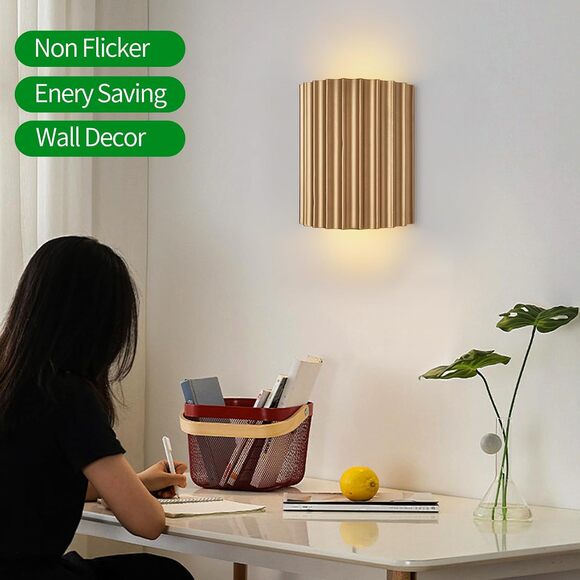 Gold Resin Modern LED Wall Sconces Wall Lighting Set of 2, Indoor Hardwired Wall - Picture 7 of 7